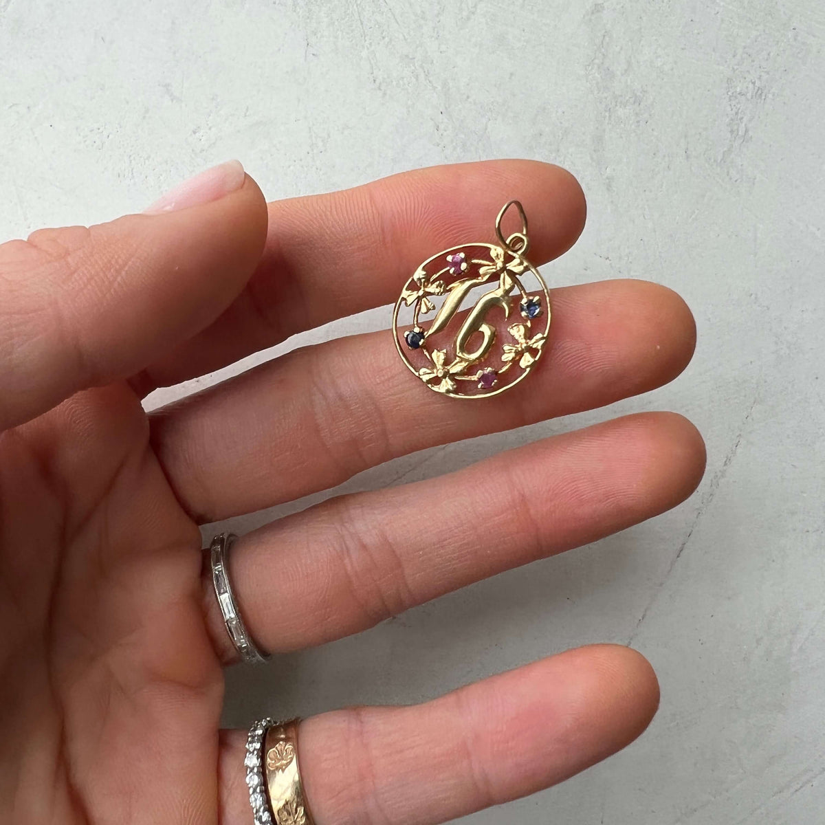 Carved colorful 16  charm