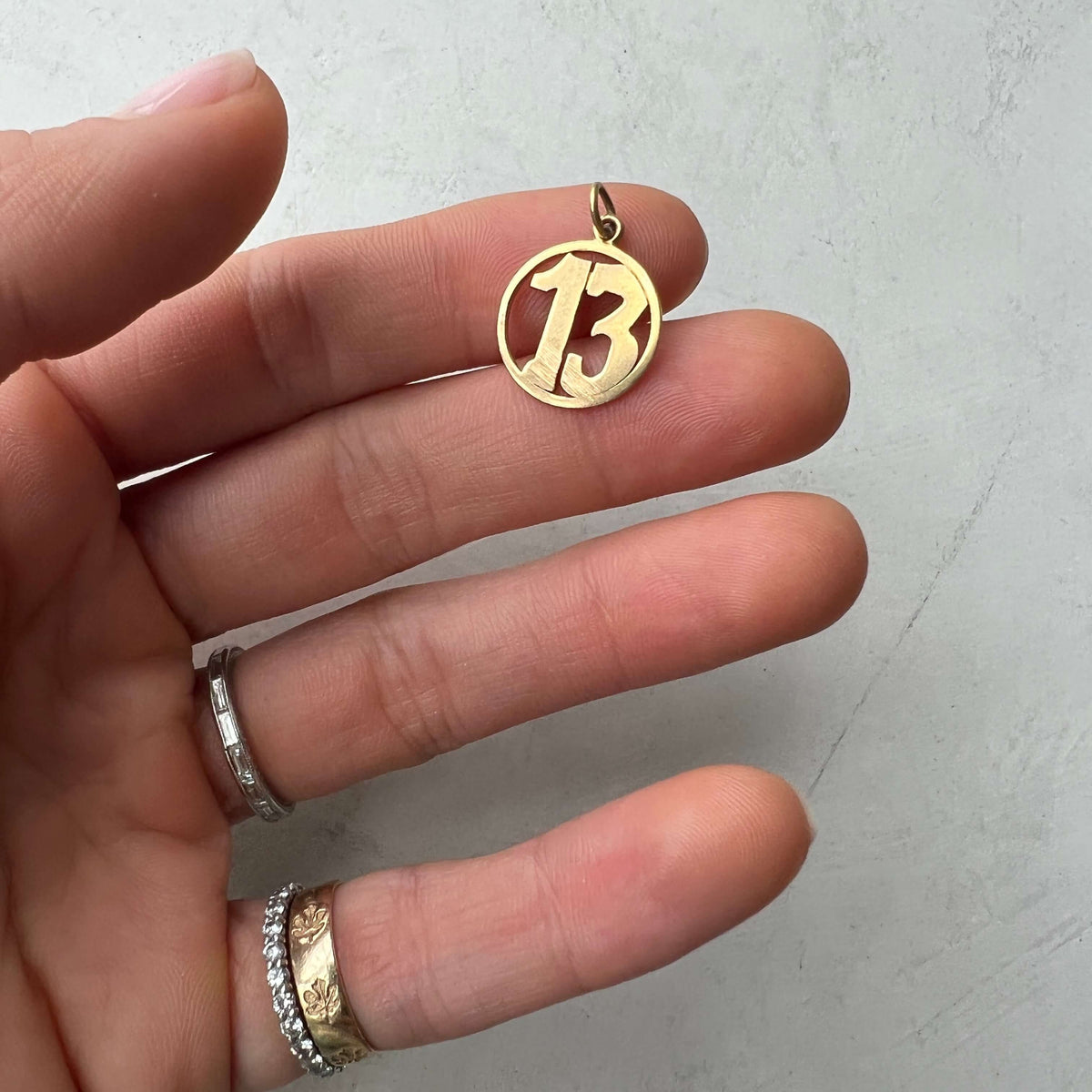 Gold Vintage "13" Circle Charm