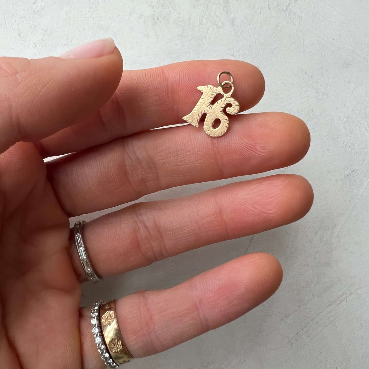 Gold Vintage Number "16" Charm