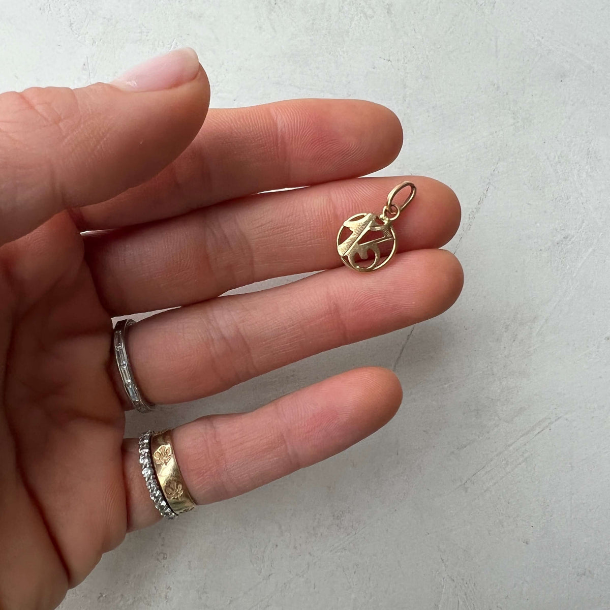 Gold Vintage Mini "13" Circle Charm 