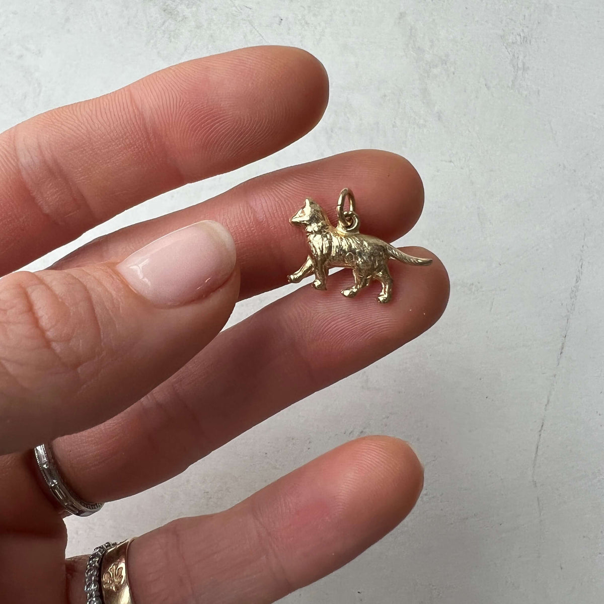 Gold Vintage Walking Cat Charm