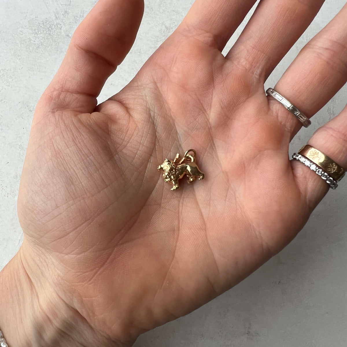 Gold Vintage Lion Charm