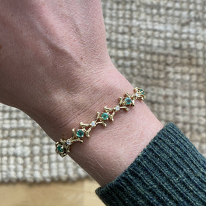 Vintage Emerald & Diamond Eternity Bracelet for Women