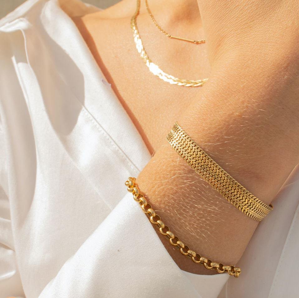 Vintage Flat 14k Gold Bracelet by Fewer Finer