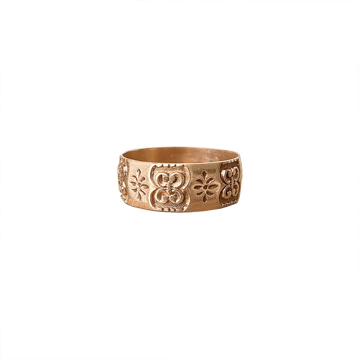 Vintage Rose Gold Pattern Ring by Fewer Finer