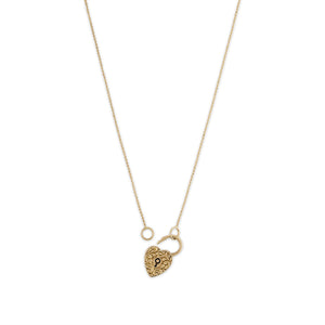 14k Gold Heart & Key Necklace