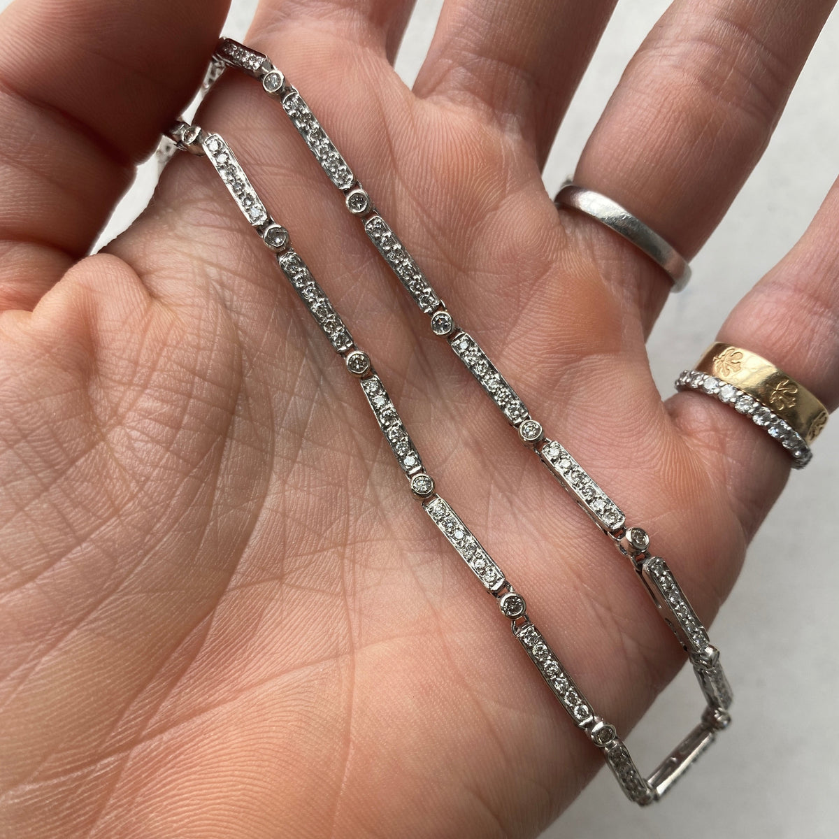 Vintage 14K White Gold and Diamond Art Deco Necklace for Women