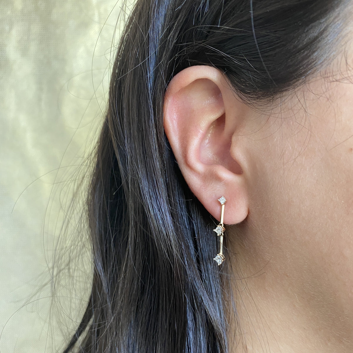 SOLD Vintage Single Articulated Diamond Bar Earring