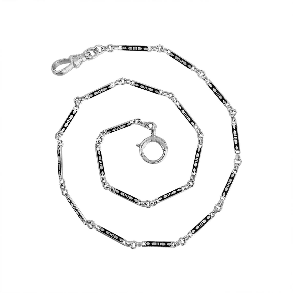 Vintage Black Enamel & 14k White Gold Watch Fob by Fewer Finer