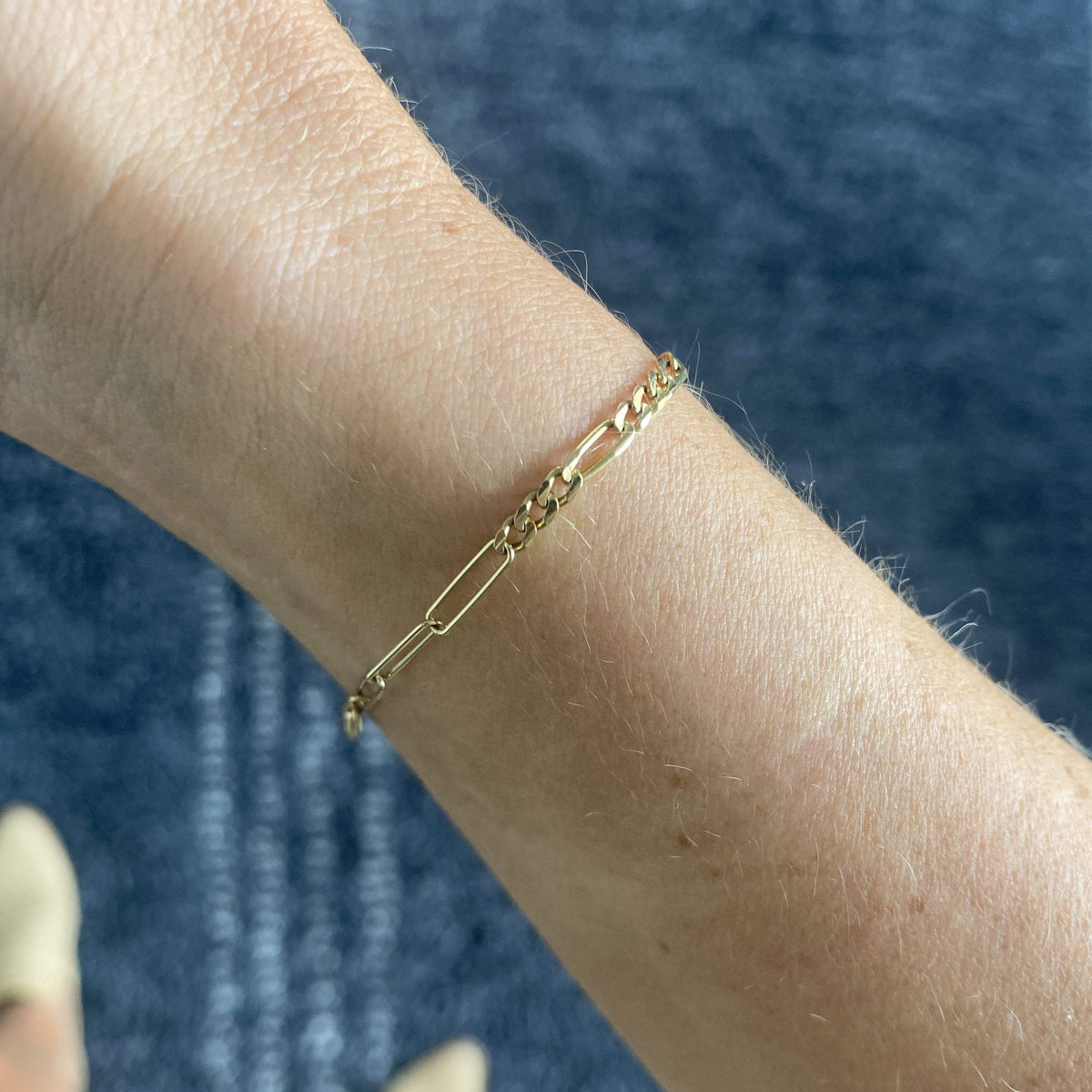 Vintage 14k Gold Mixed Chain Bracelet 