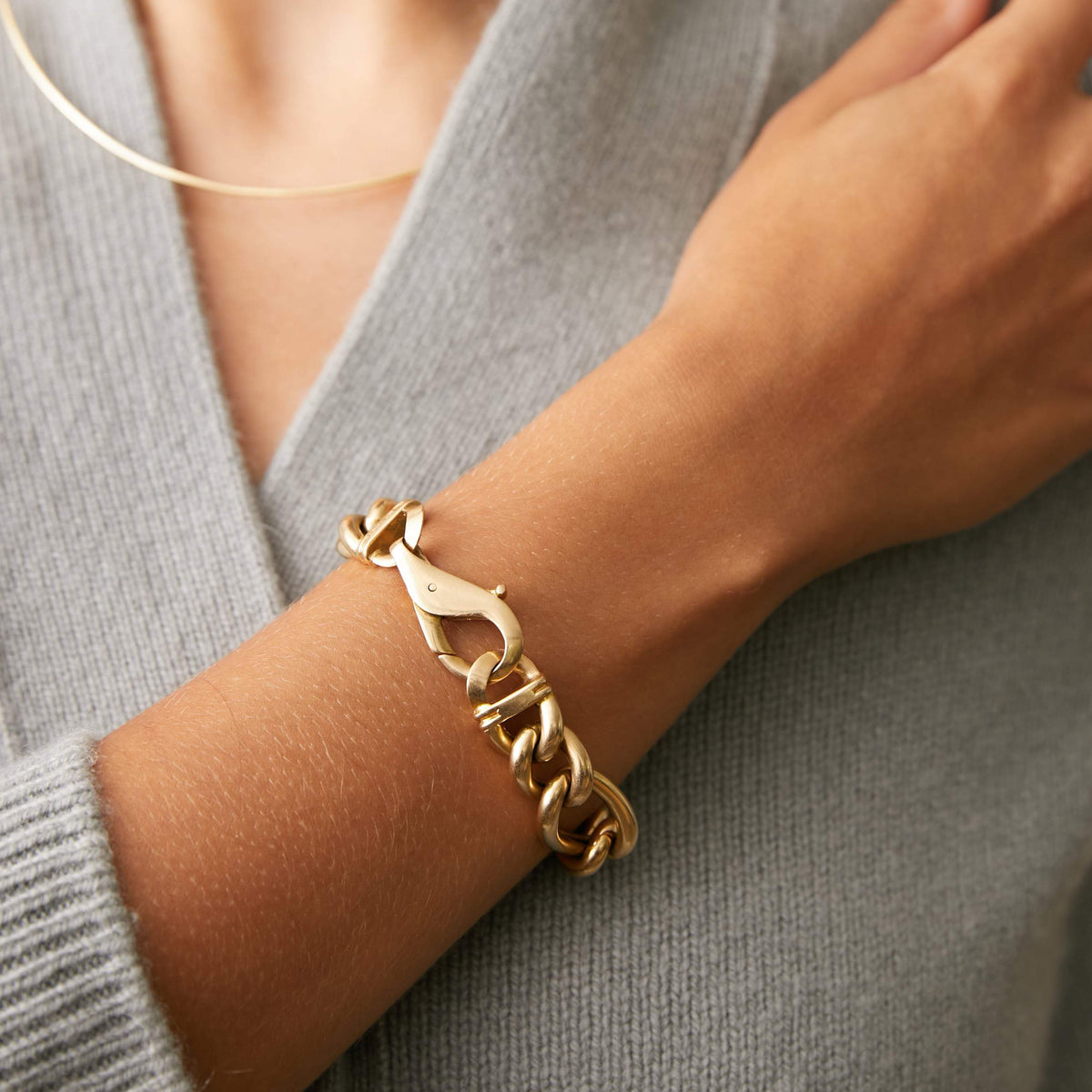 Vintage Chunky Large Clasp Bracelet on Wrist