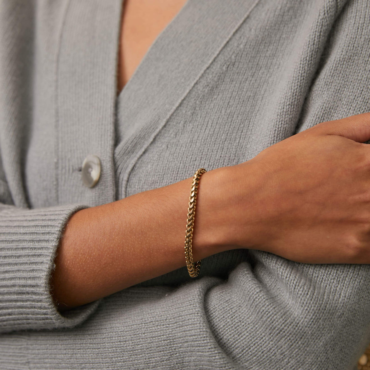 Vintage Rounded Wheat Chain Bracelet for Men and Women