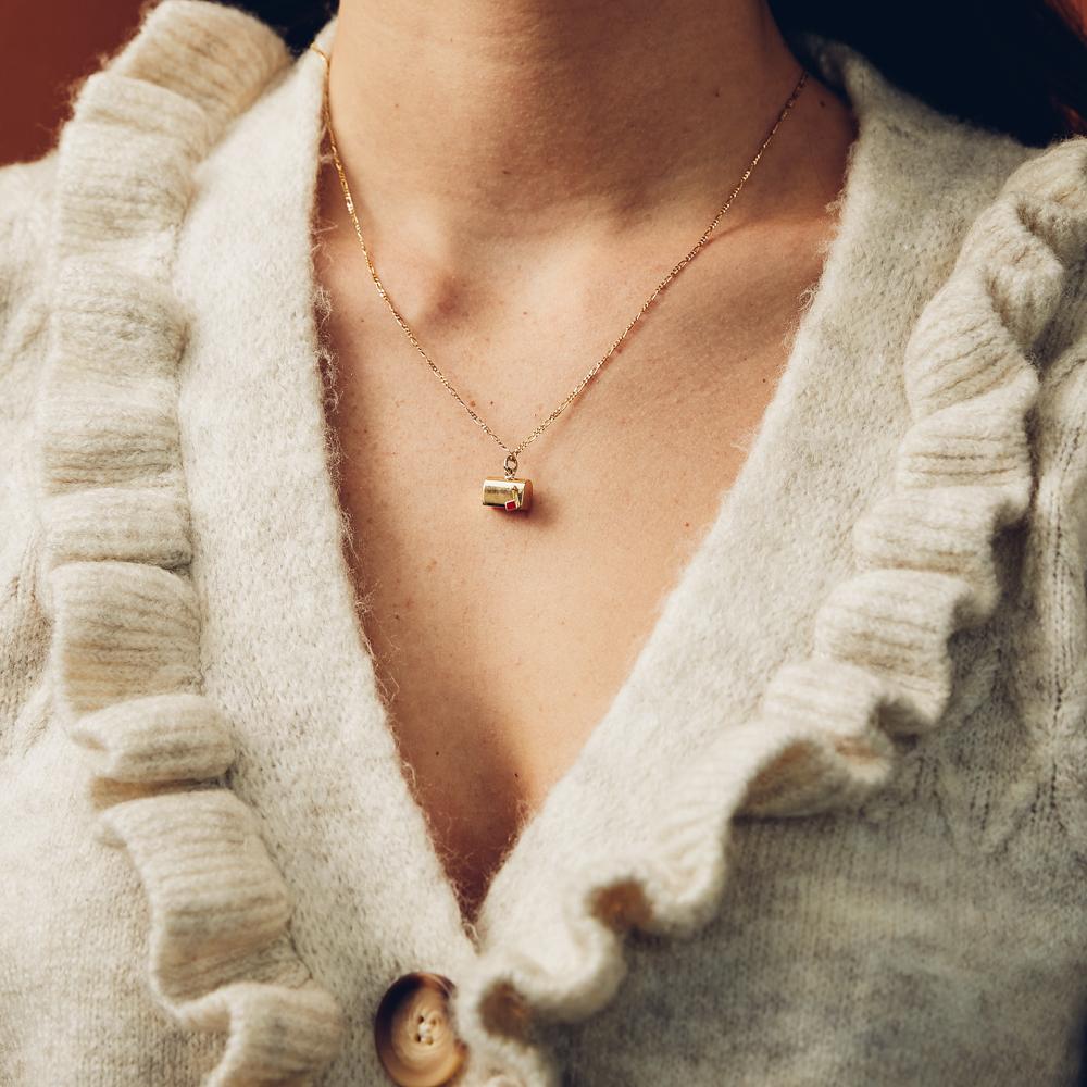 Vintage Gold Mailbox Charm for Women