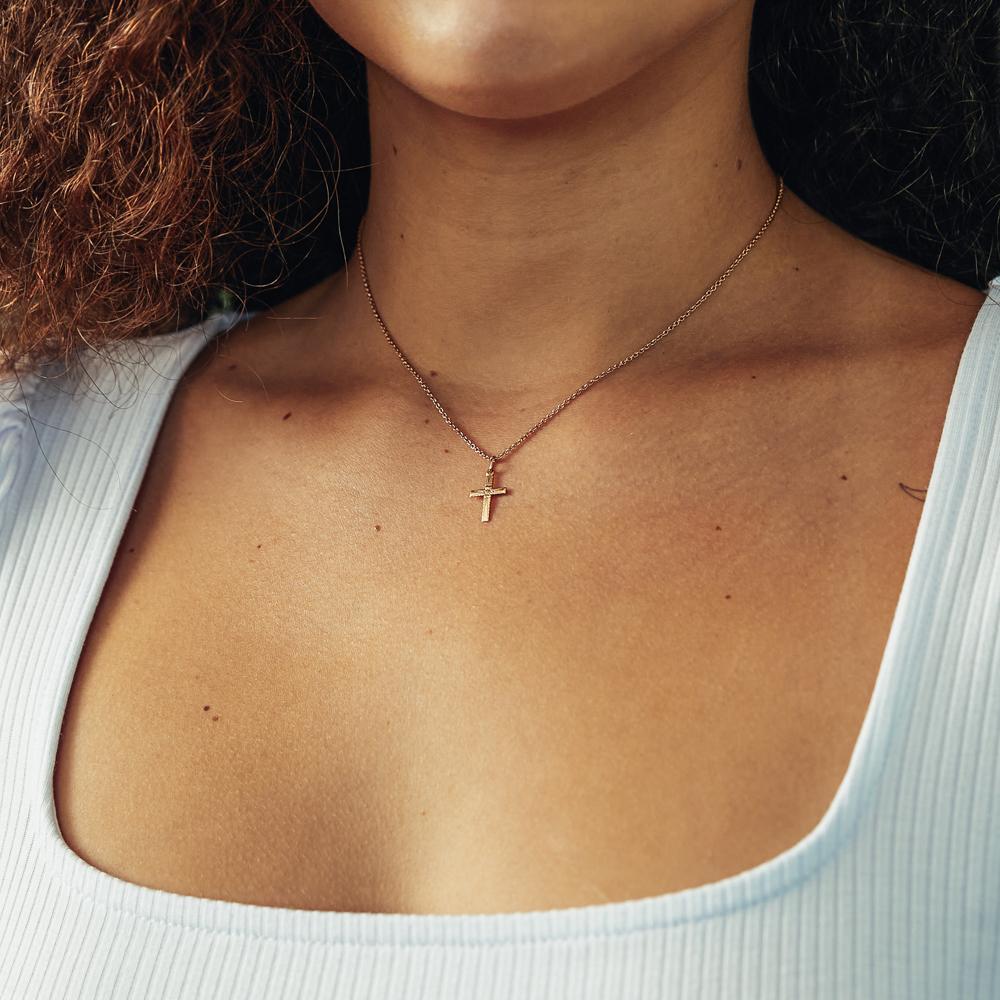 Vintage Cross with Flower Charm for Women
