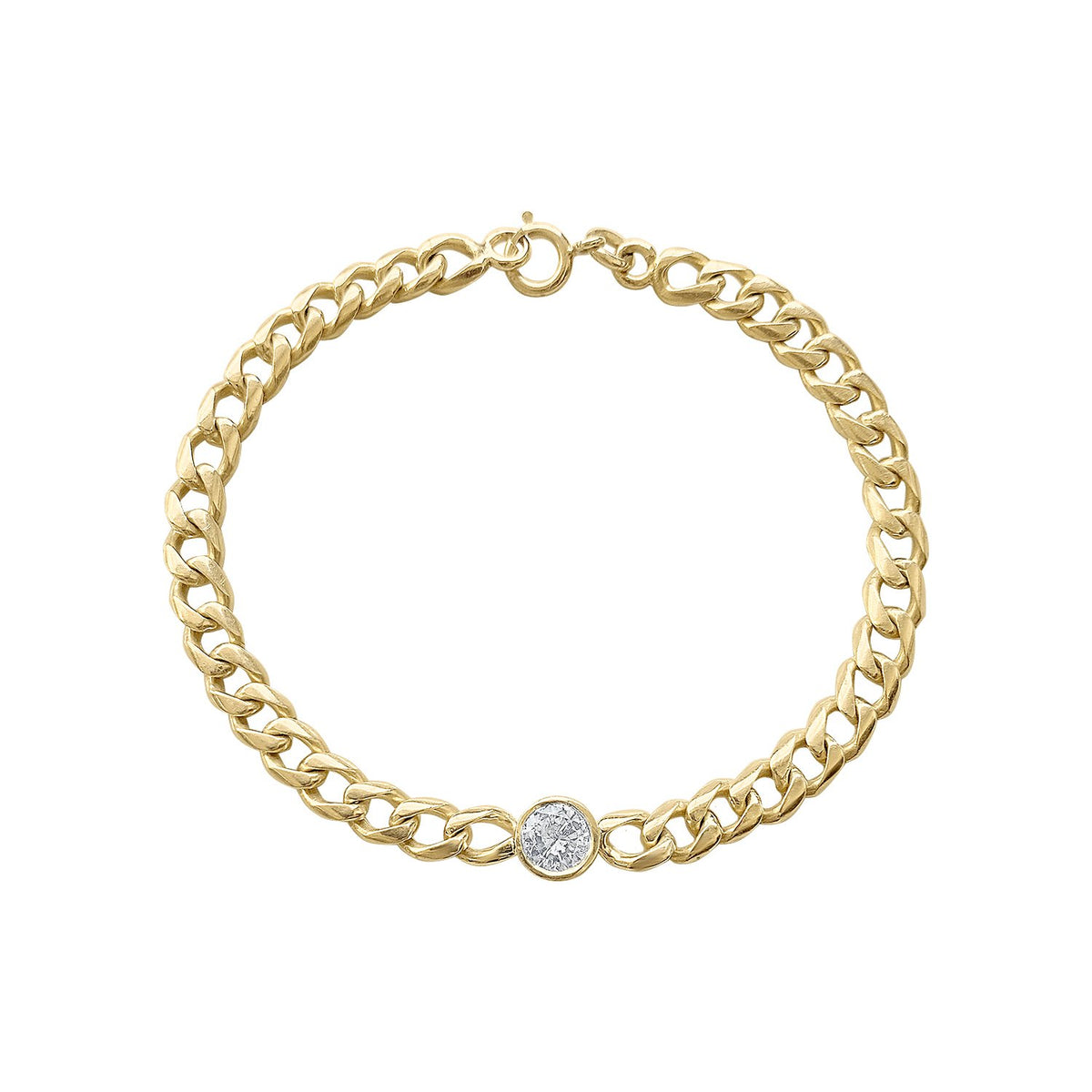 Vintage Cuban Chain Diamond Solitaire Bracelet by Fewer Finer