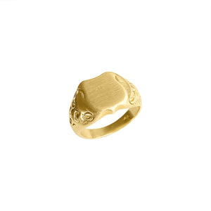 Vintage Detailed Signet Ring with Panther and Lion by Fewer Finer