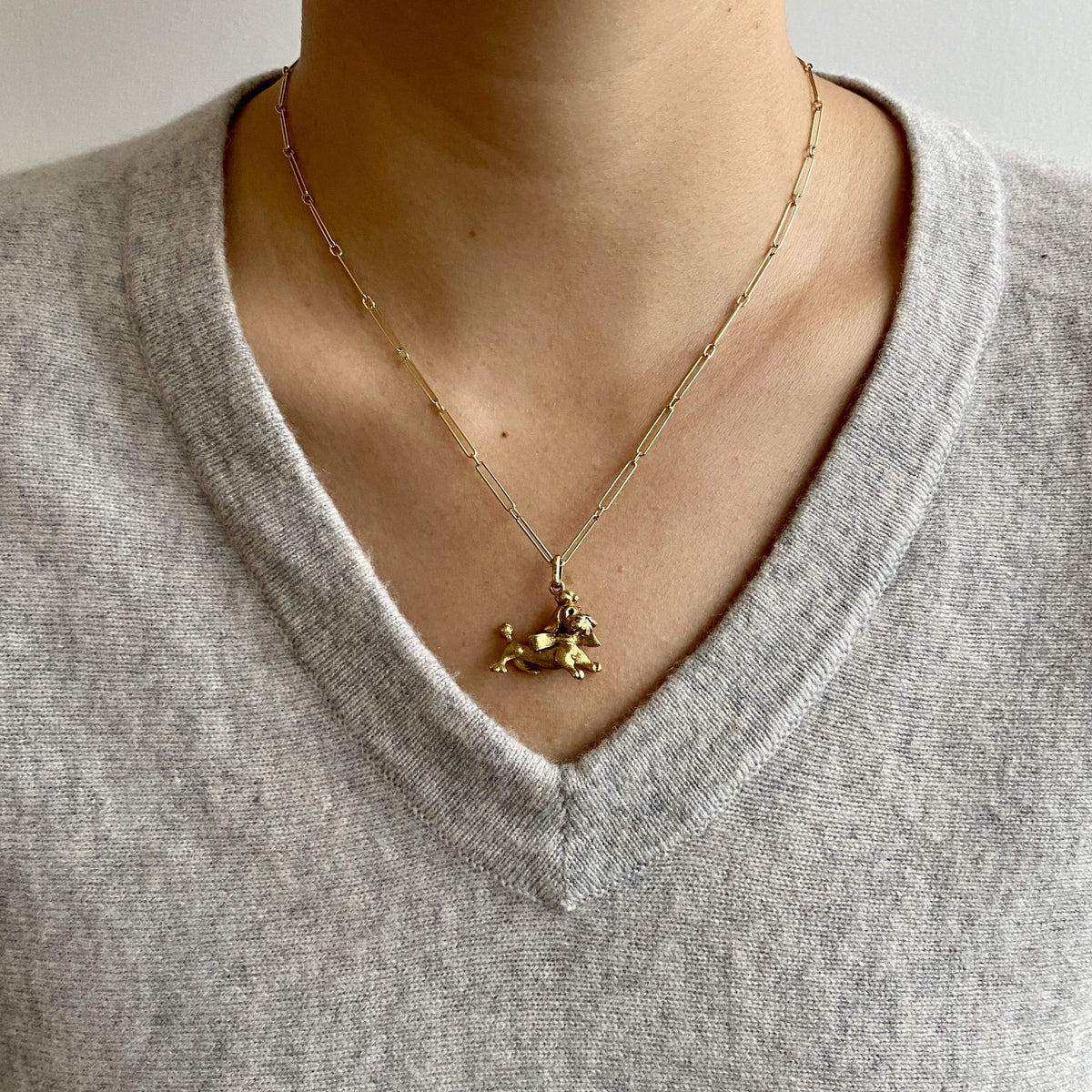 Vintage Dog with Bow Charm for Women
