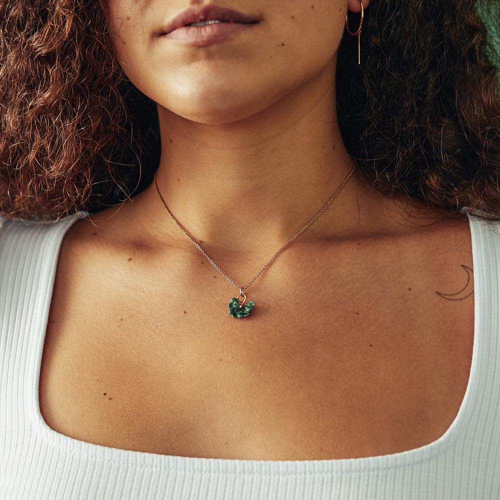 Vintage Green Enamel Four Leaf Clover Charm for Women