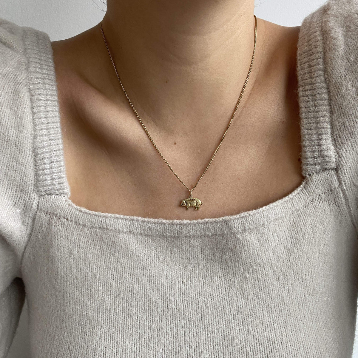 14k Gold Vintage Flying Pig Charm