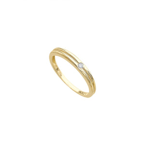 Gold Ring with One Round Diamond by Fewer Finer