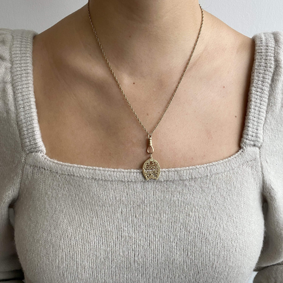 14k Gold Vintage Good Luck Amulet Charm