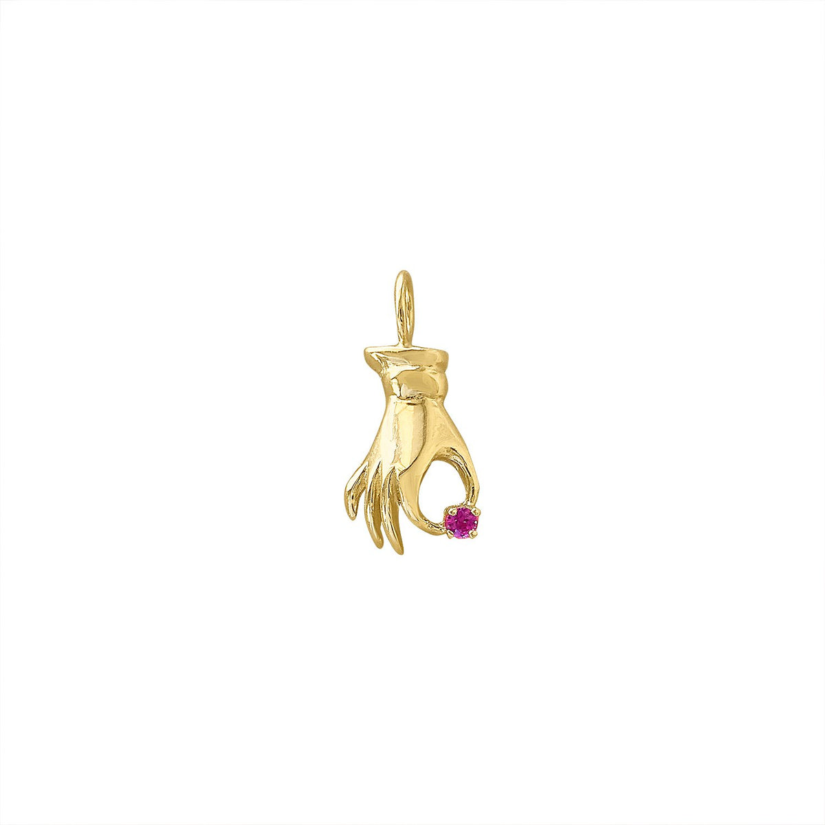 SOLD Vintage Hand Holding Ruby Charm