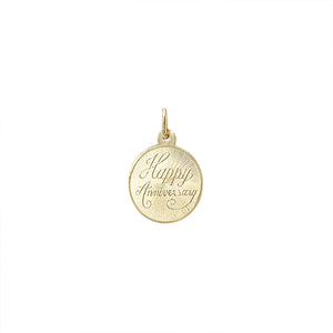 Vintage 14k "Happy Anniversary" Circle Charm by Fewer Finer