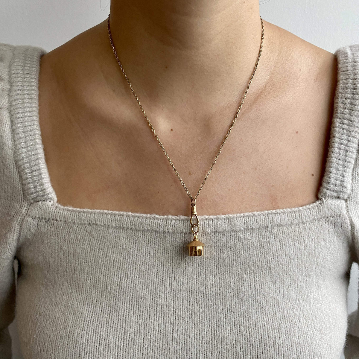 14k Gold Vintage Hut Charm