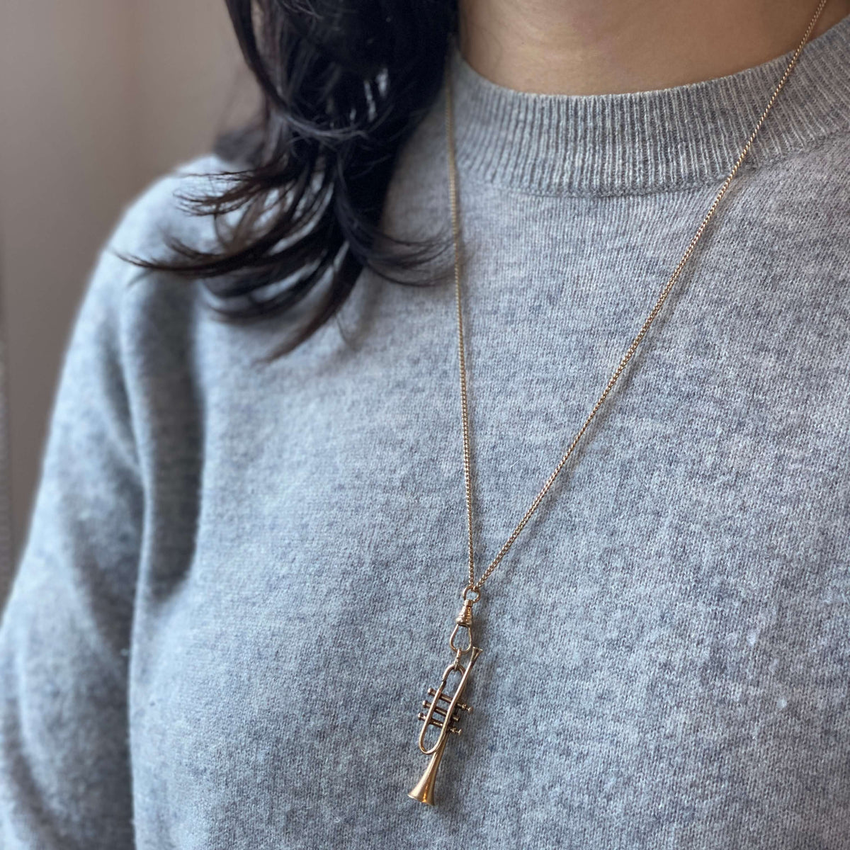 14k Gold Vintage Large Trumpet Charm