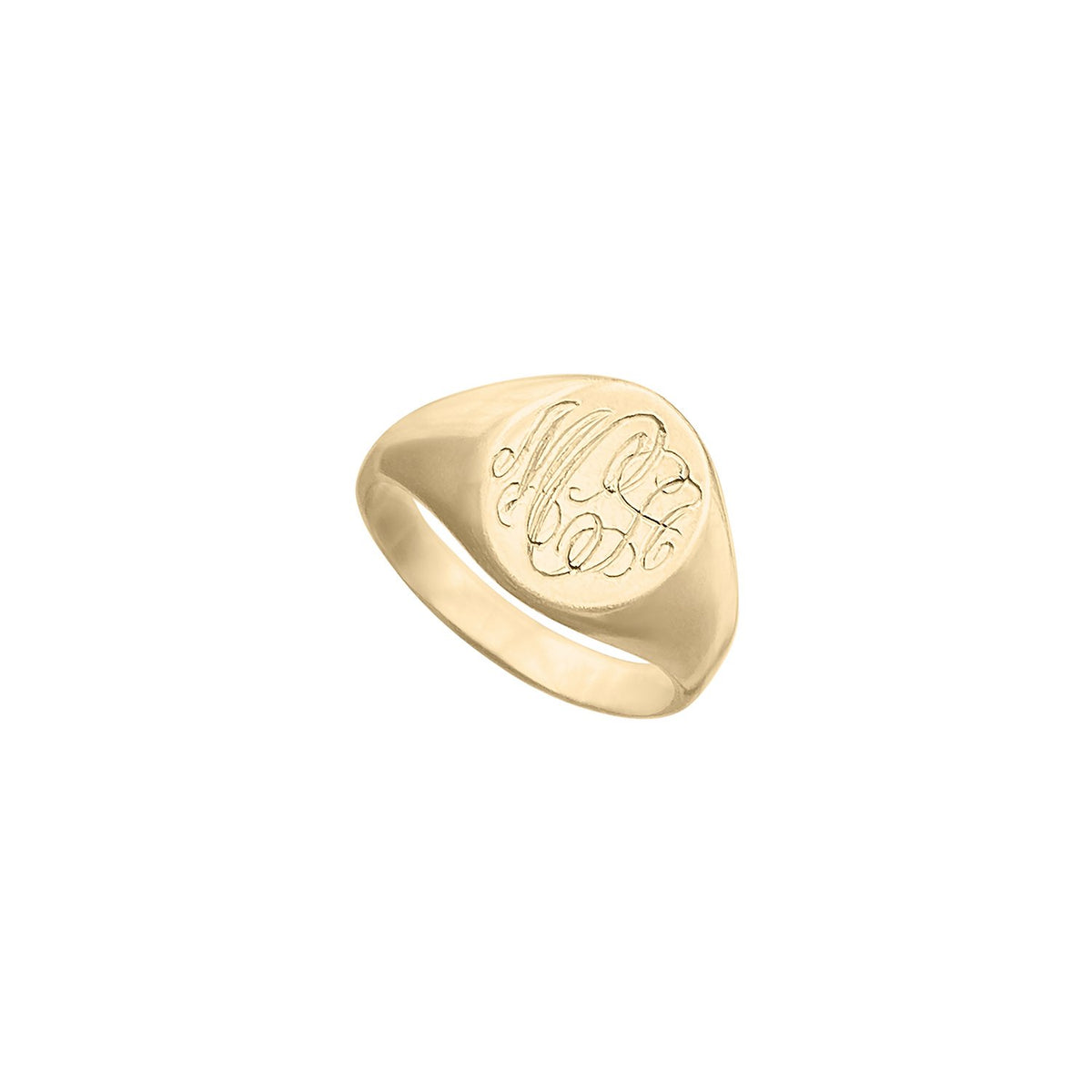 Vintage 14k Oval Signet Ring with MCA Initials by Fewer Finer