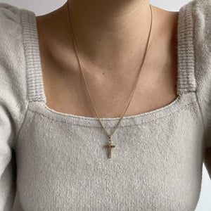 Vintage Mid-Century Engraved Cross Charm for Women