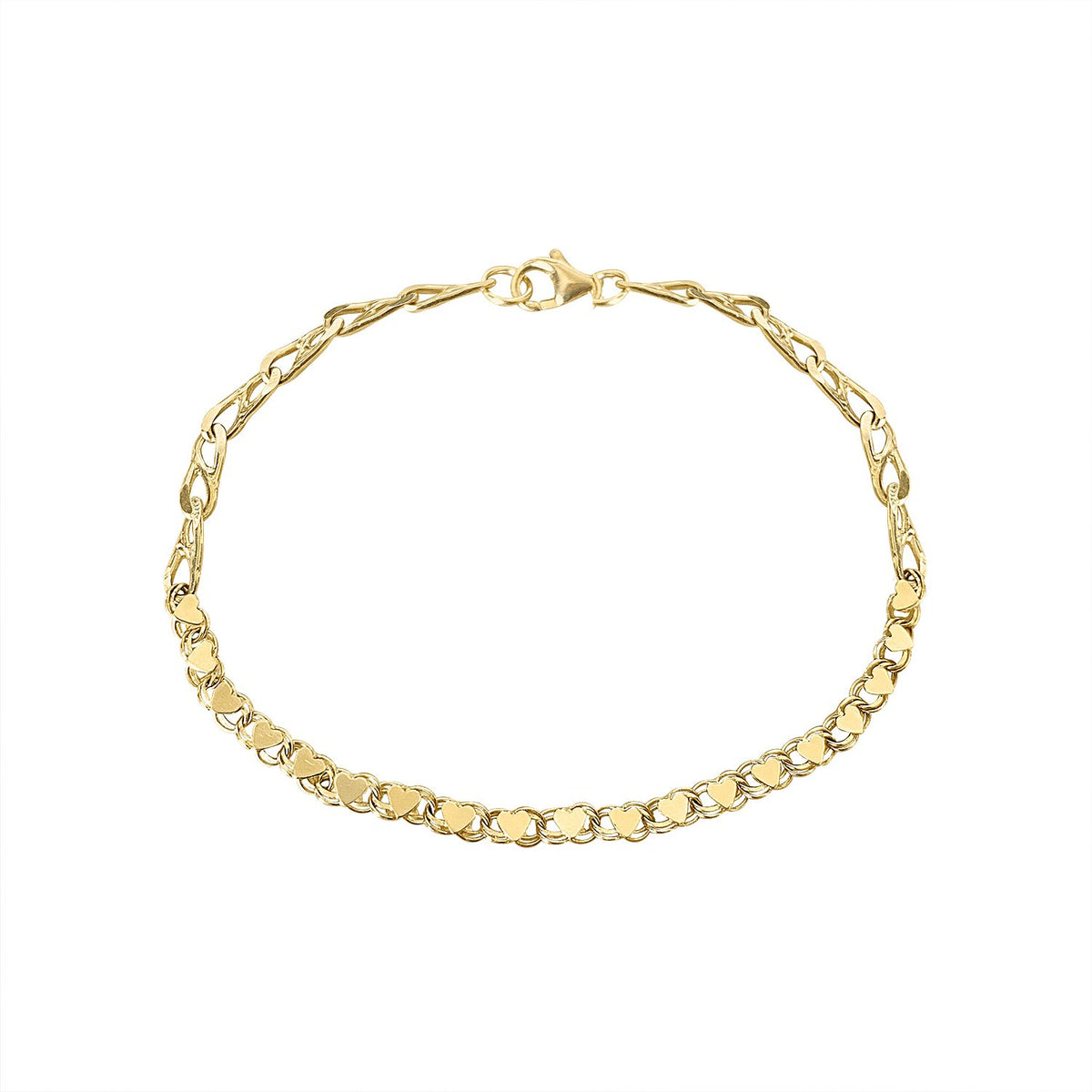 Vintage Mixed Chain Heart Bracelet by Fewer Finer