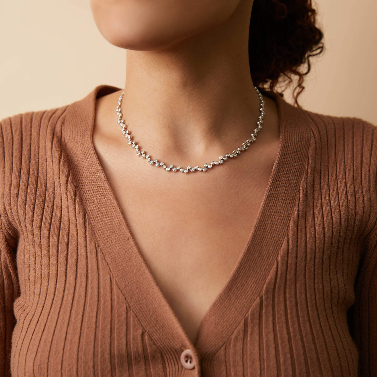 Vintage Dancing Diamond Tennis Necklace for Women by Fewer Finer