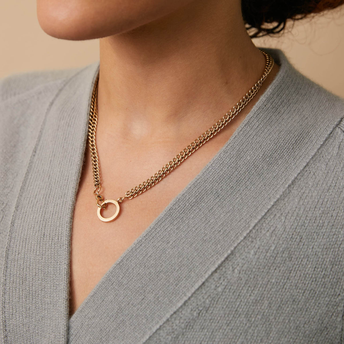 Vintage Flat Chain Watchfob Necklace for Women