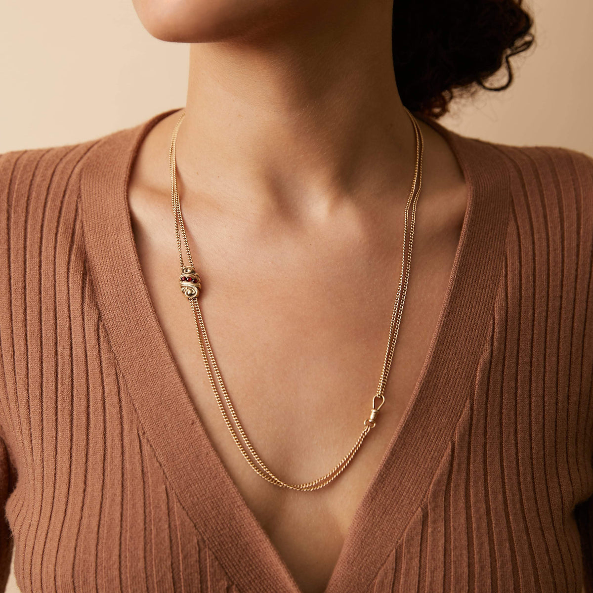 Vintage Watch Fob with Garnets for Women
