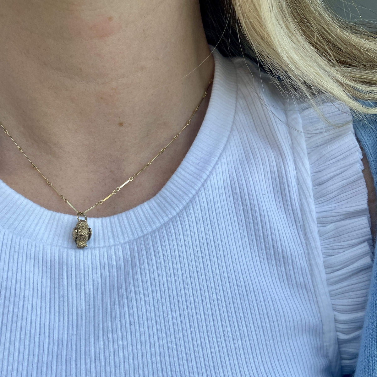 14k gold Vintage Owl Charm