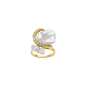 Vintage Pearl and Diamond Ring by Fewer Finer