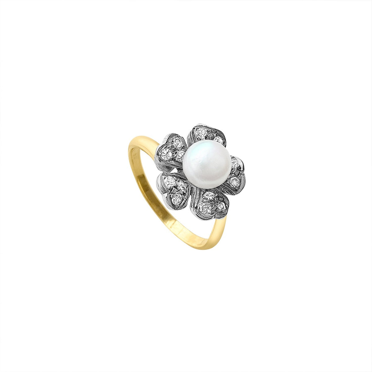 Vintage Pearl and Diamond Ring by Fewer Finer
