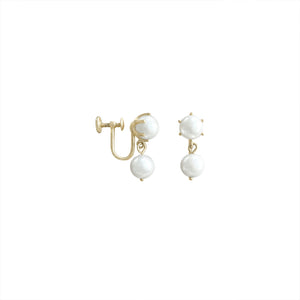 Vintage Pearl & 14k Gold Clip Earrings by Fewer Finer