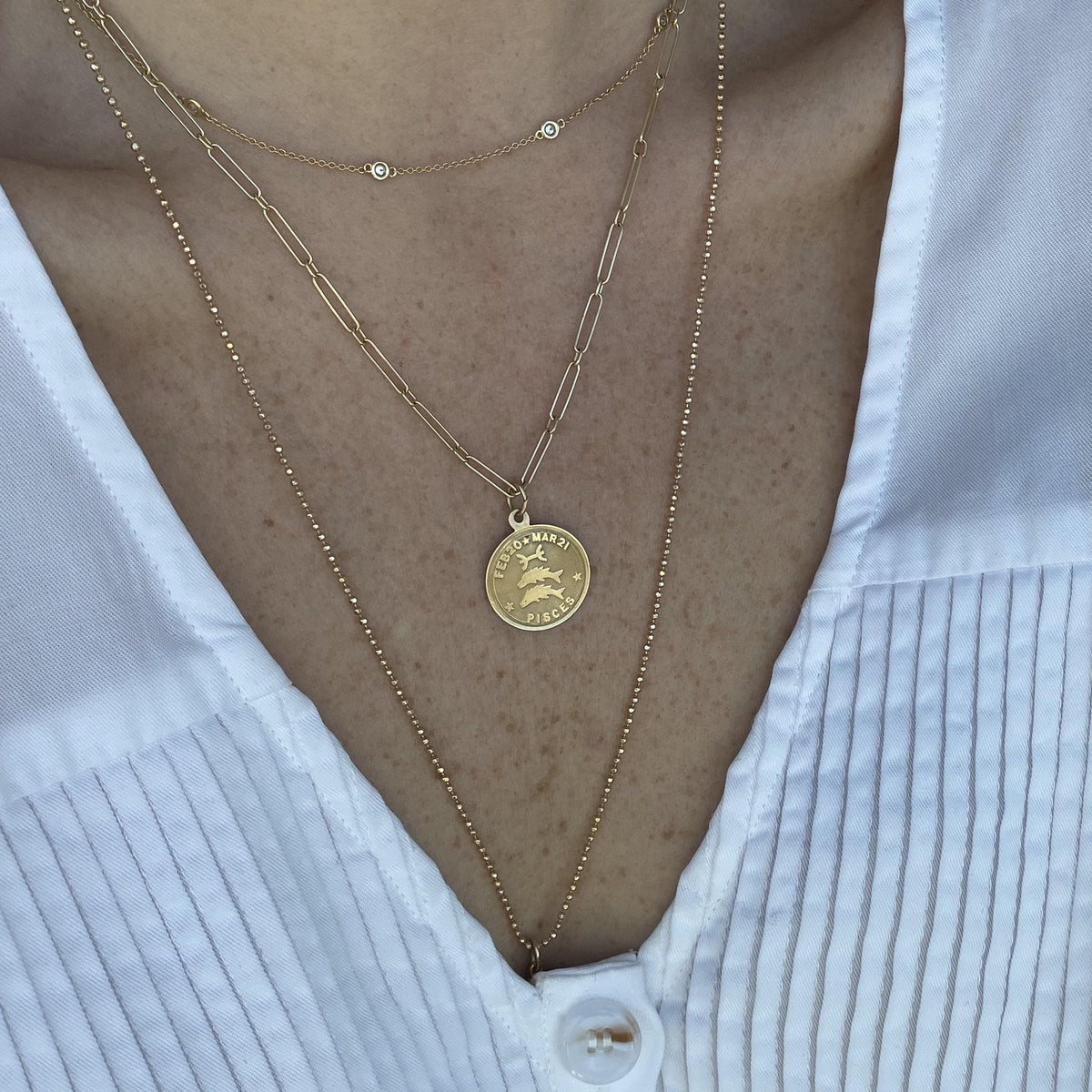 Vintage Pisces Coin Charm
