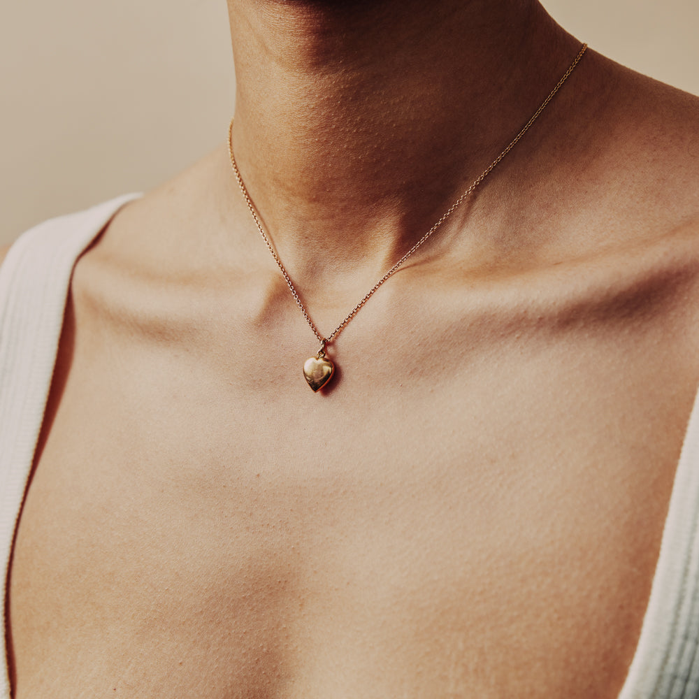 Vintage Gold Puffy heart Charm 