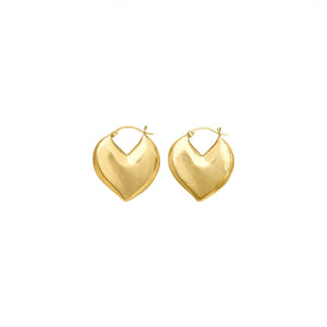 Vintage 14k Gold Puffy Heart Hoops by Fewer Finer