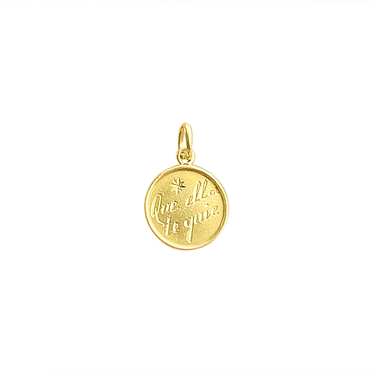 Vintage "Que ella te guie" Small Circle Charm by Fewer Finer