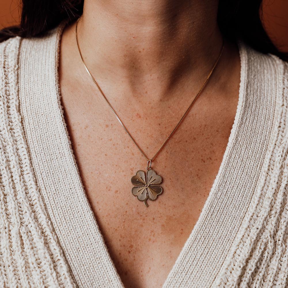 Vintage Radiant Large 4 Leaf Clover Charm for Women