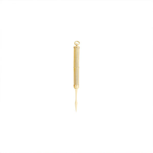 Vintage Retractable Gold Toothpick with Flat Pick by Fewer Finer