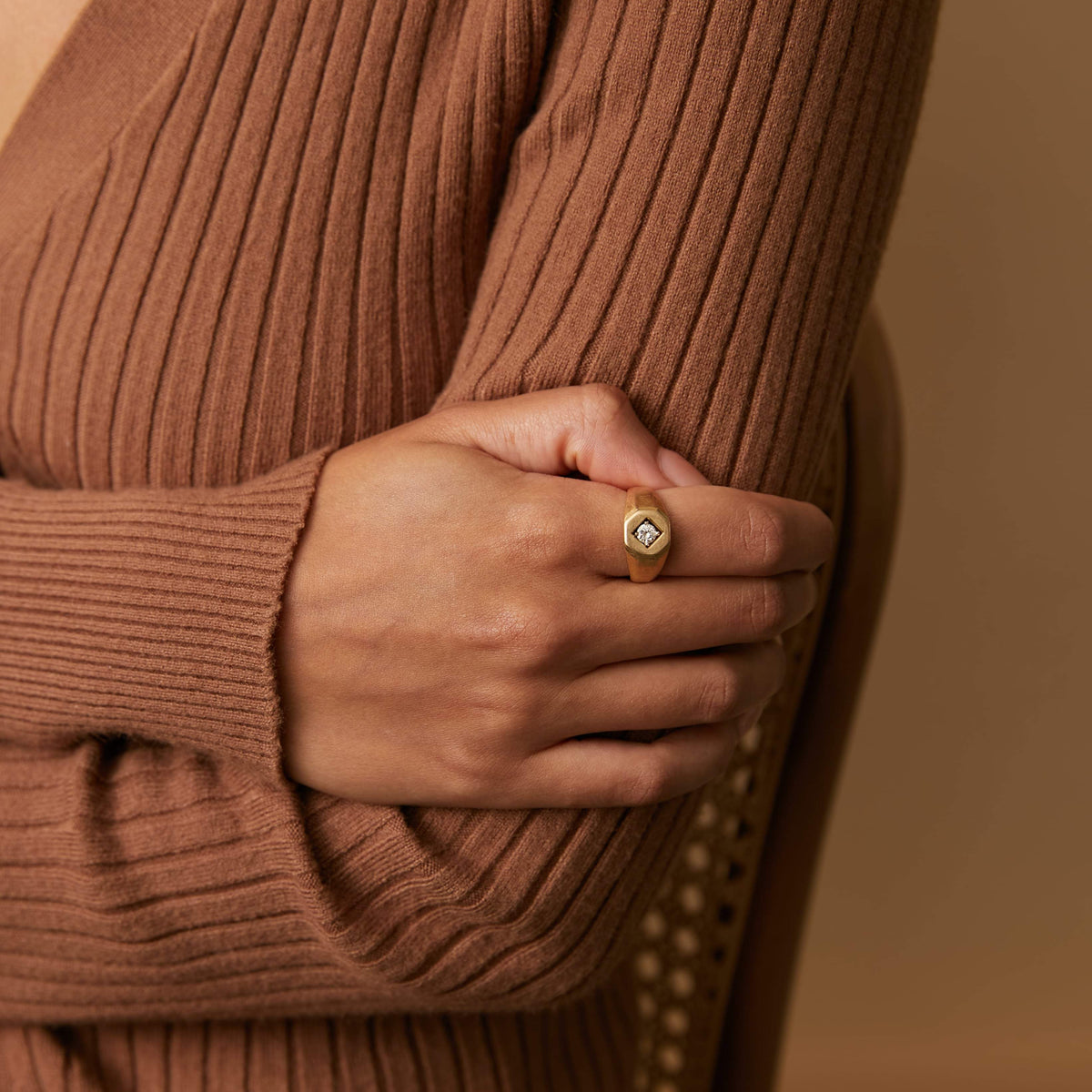 Vintage Diamond Signet Ring for Women
