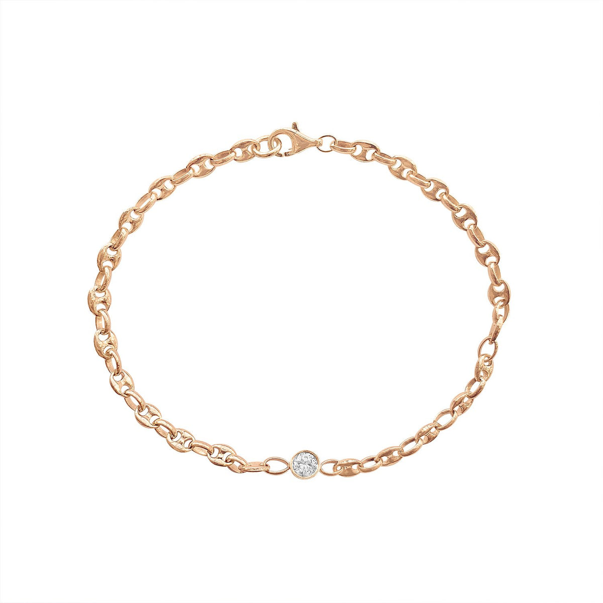 Vintage Rose Gold Diamond Solitaire Bracelet by Fewer Finer