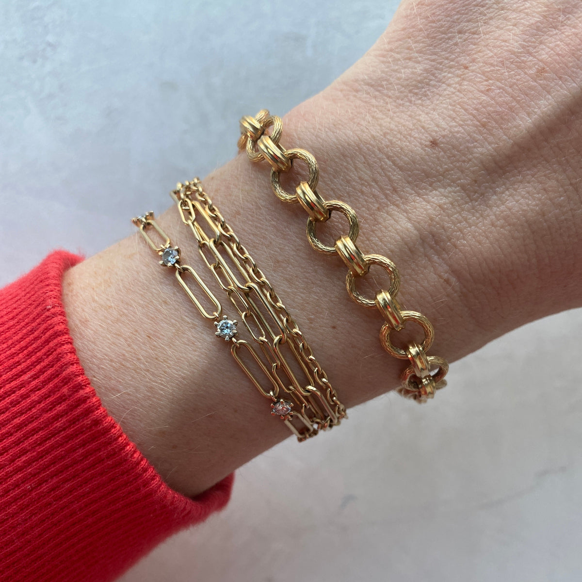Vintage Textured Round Link Bracelet for Women