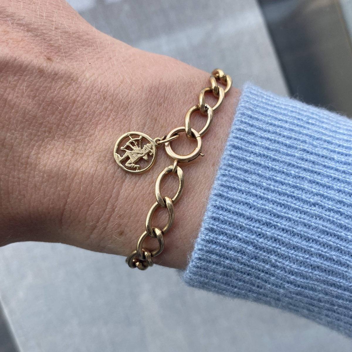 Vintage Sagittarius Circle Charm Bracelet