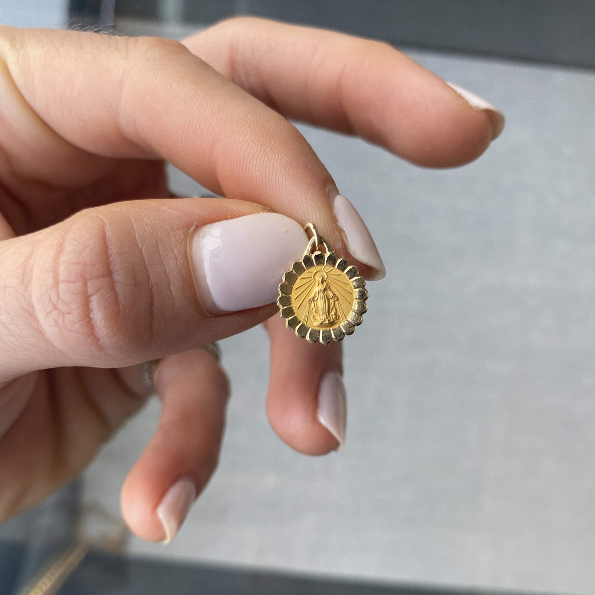 Vintage Scalloped Mary Charm for Women